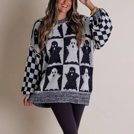 Comfy Sweater Met Halloween Print