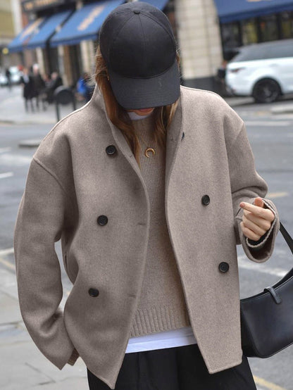 MAURELLE – Vintage Wool Blend V-Neck Coat